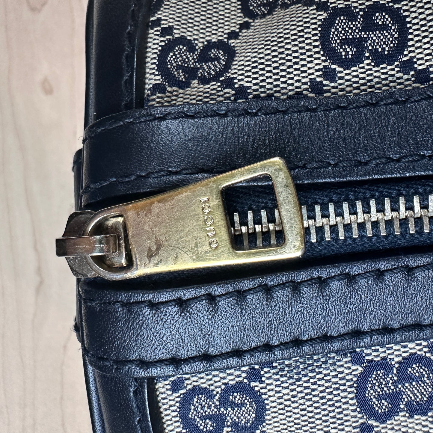 Gucci Original GG Canvas Medium Boston Bag Navy Blue