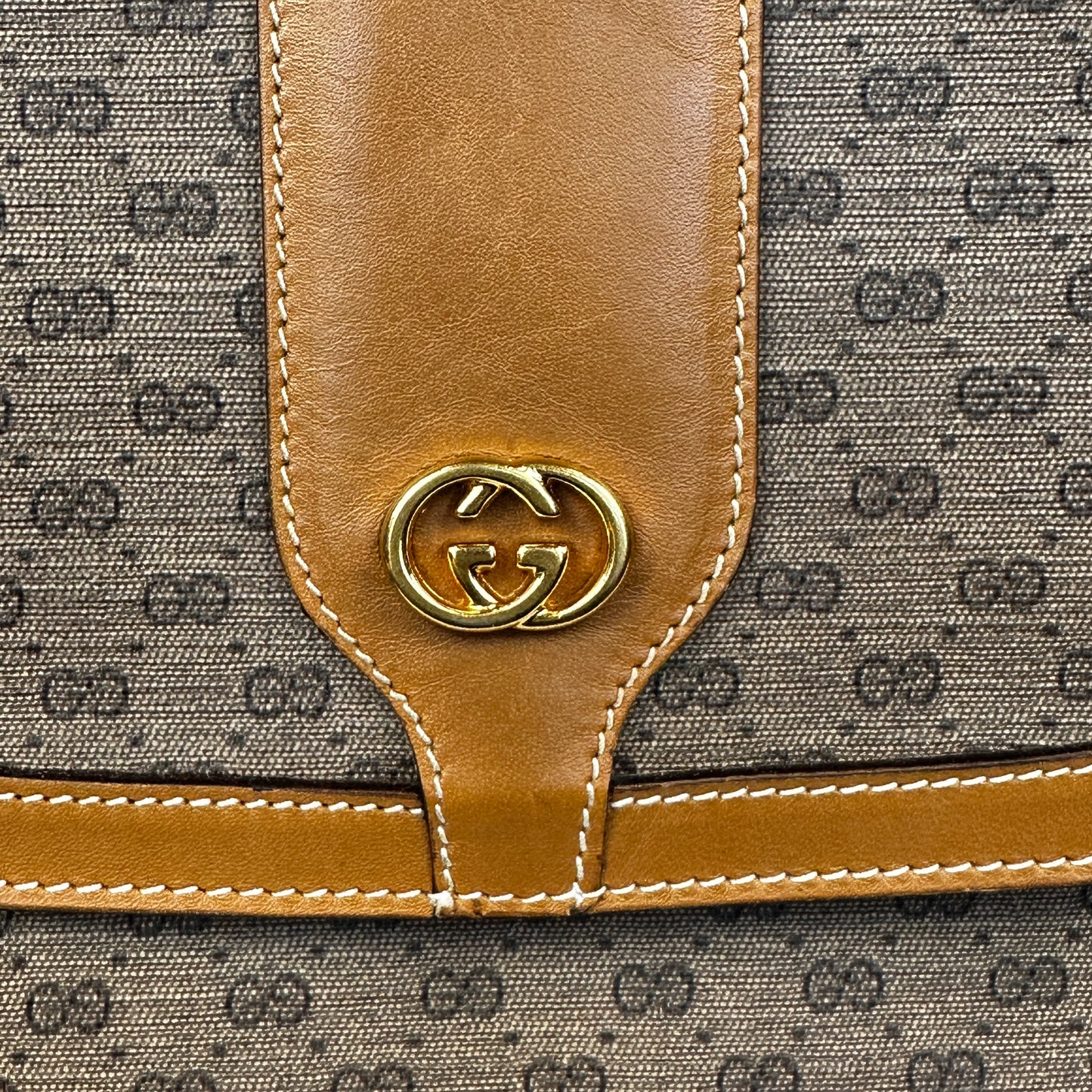 Gucci Micro GG Brown Coated Canvas Flap Crossbody Bag