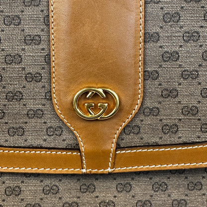 Gucci Micro GG Brown Coated Canvas Flap Crossbody Bag