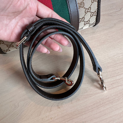 Gucci Original GG Small Boston Vintage Web Dark Brown