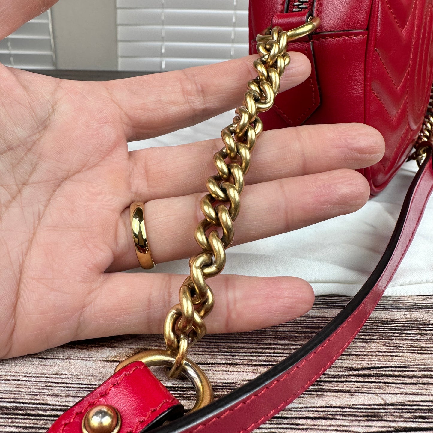 Gucci Calfskin Matelasse Mini GG Marmont Bag Red