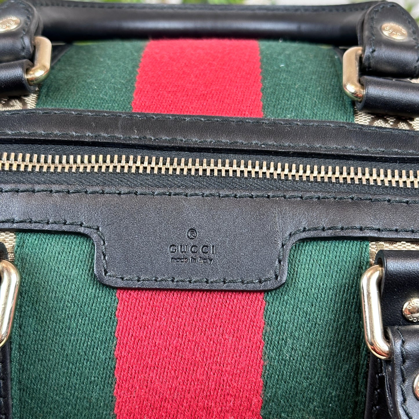 Gucci Original Boston Web  Black Leather
