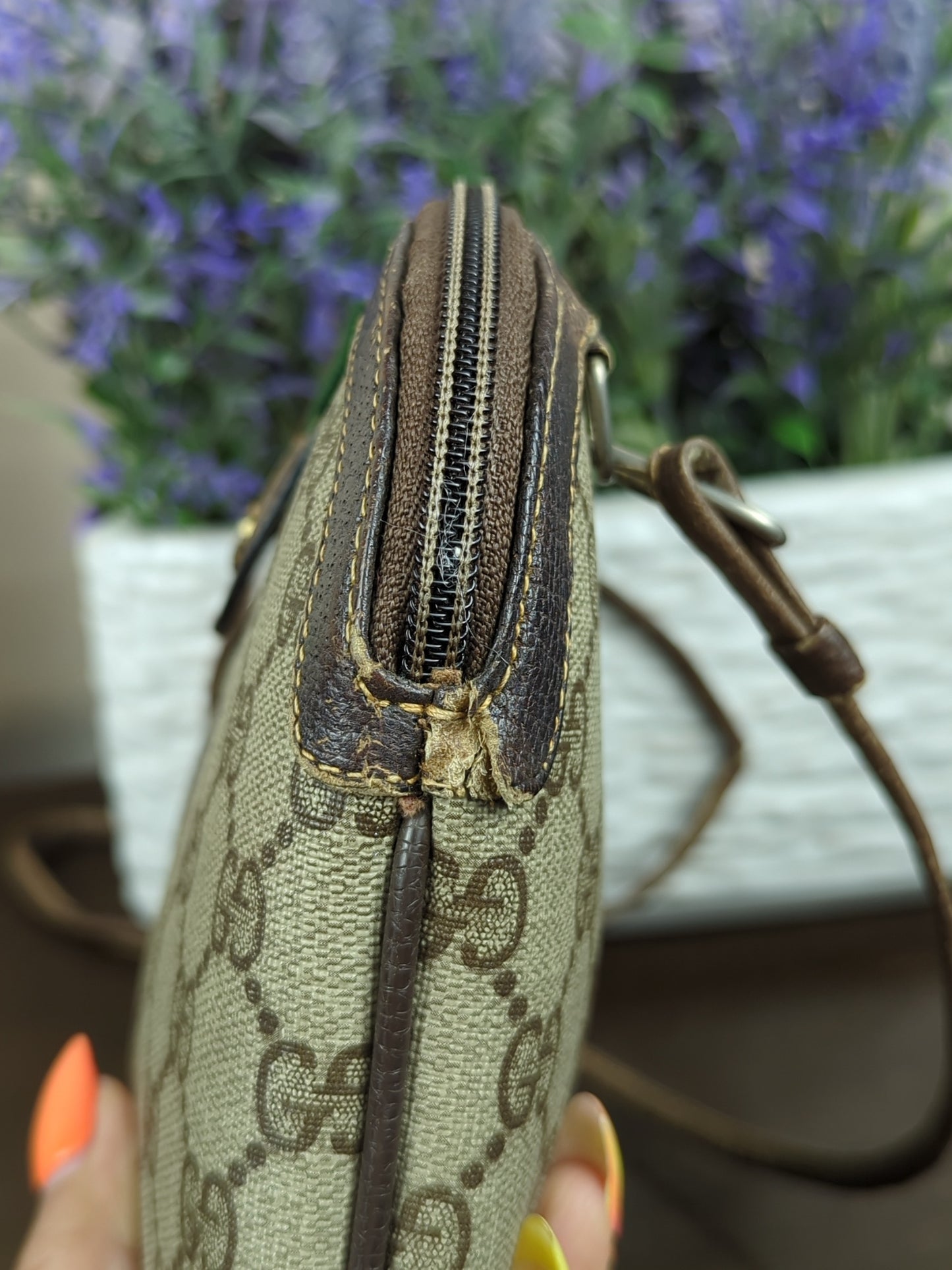 Vintage Sherryline Brown Monogram Crossbody Bag