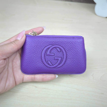 Gucci Purple Pebbled Calfskin Soho Key Case
