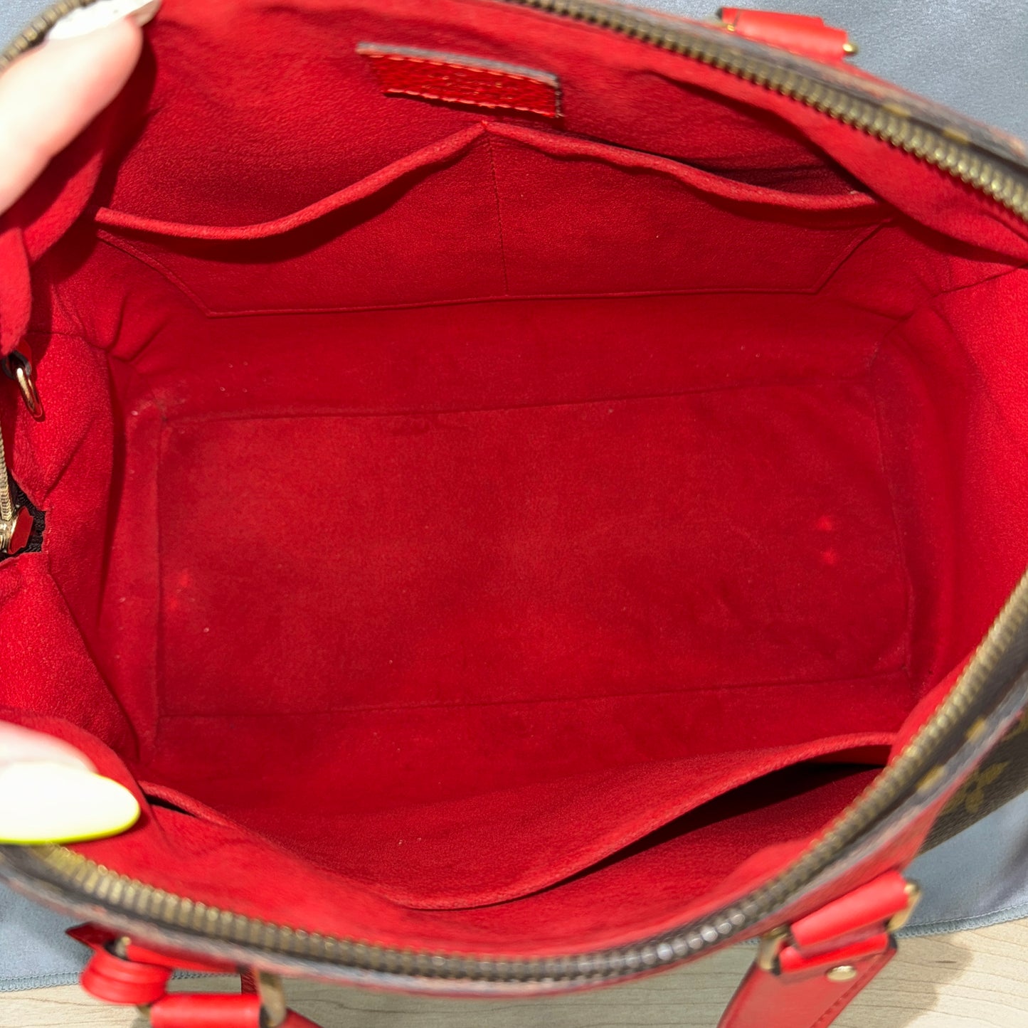 Retiro NM 2-Way Bag in Coquelicot Leather and
Monogram Canvas