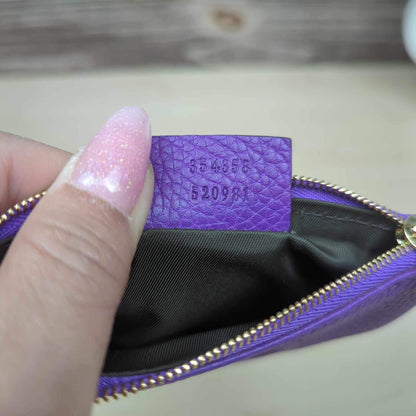 Gucci Purple Pebbled Calfskin Soho Key Case