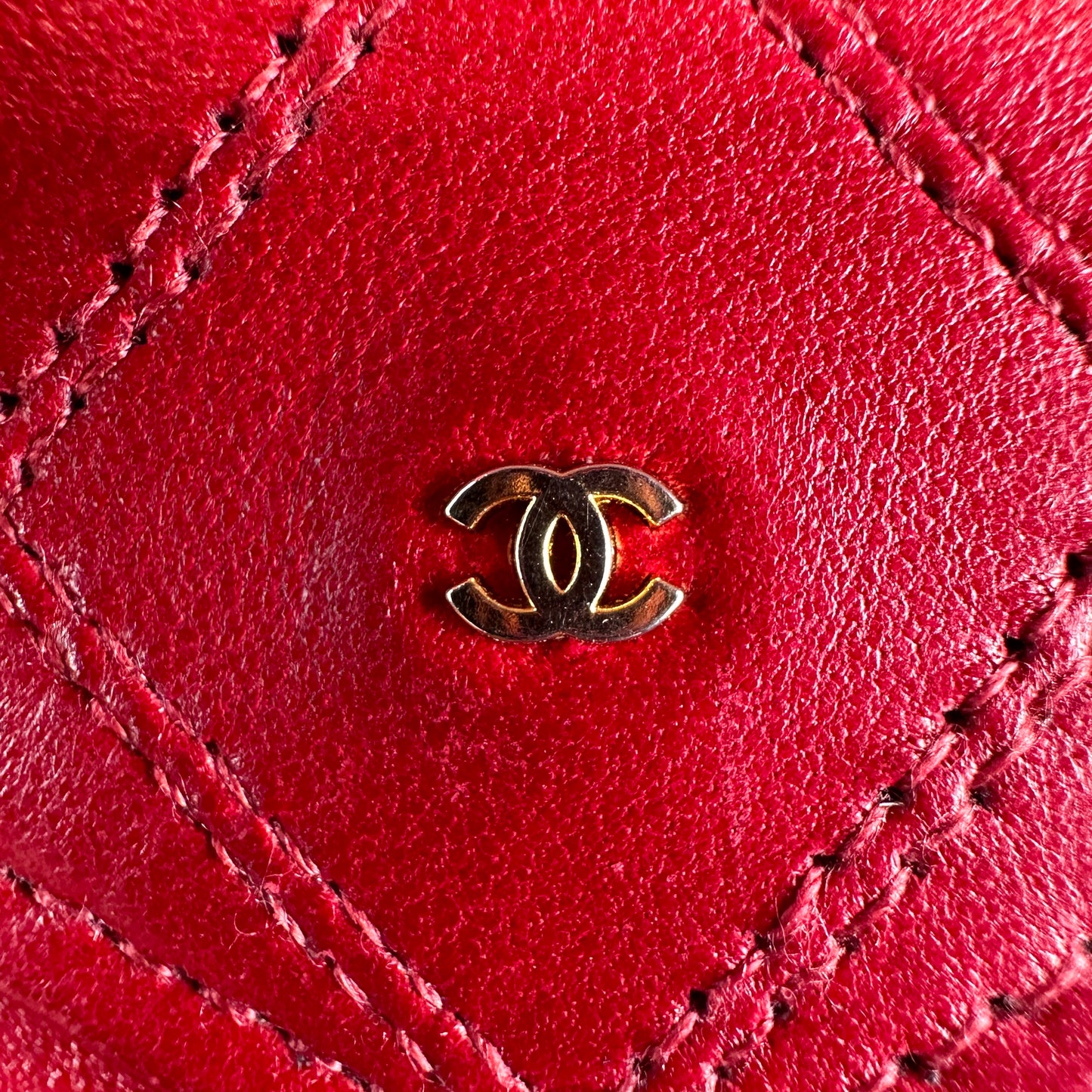 Chanel Red CC Wild Stitch Leather Card Holder