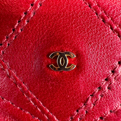 Chanel Red CC Wild Stitch Leather Card Holder