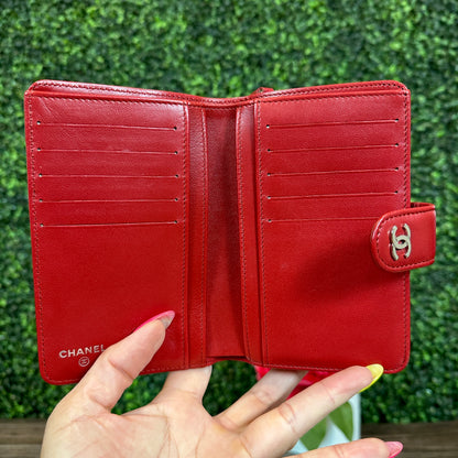 Chanel Red Quilted Leather CC French Wallet