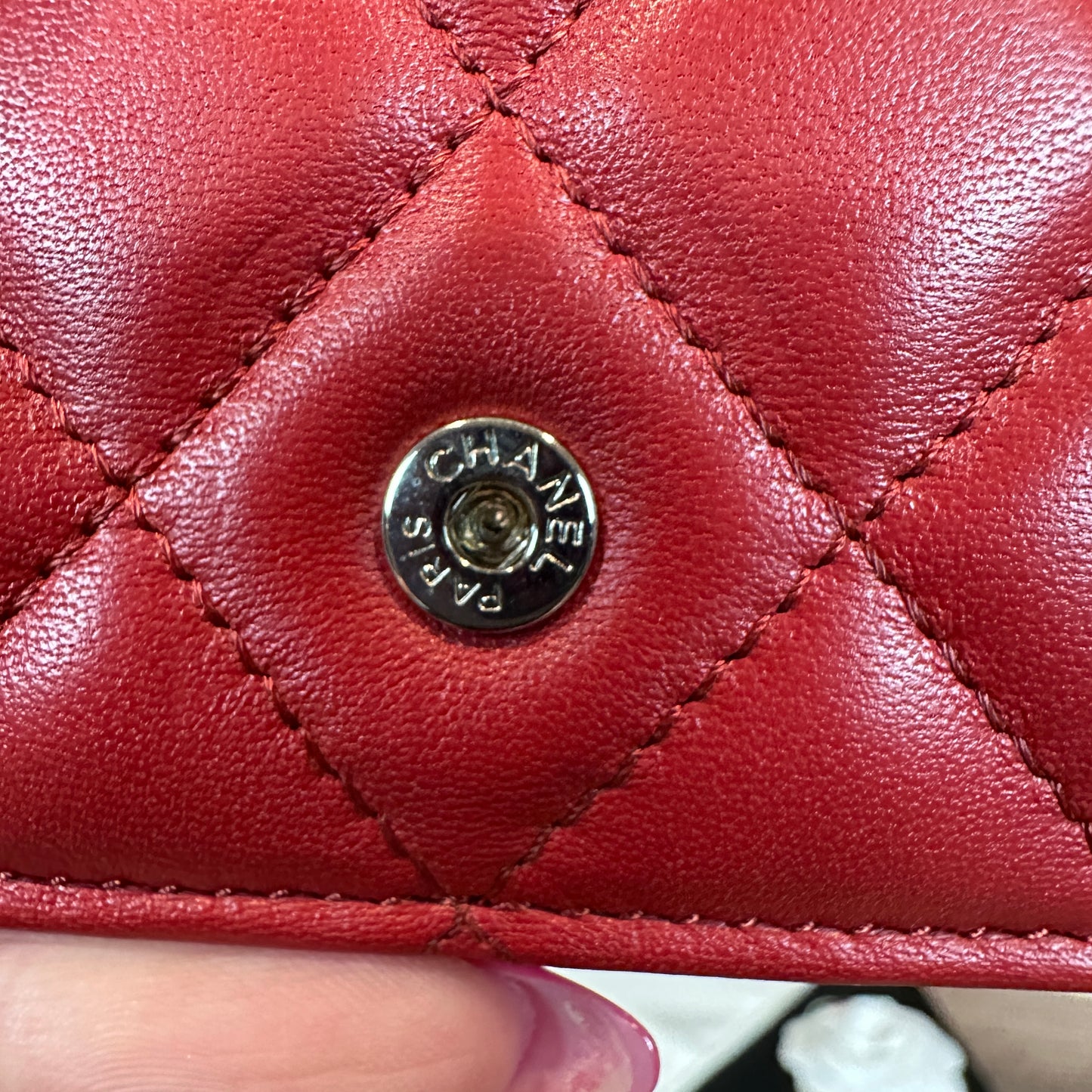 Chanel Red Quilted Leather CC French Wallet