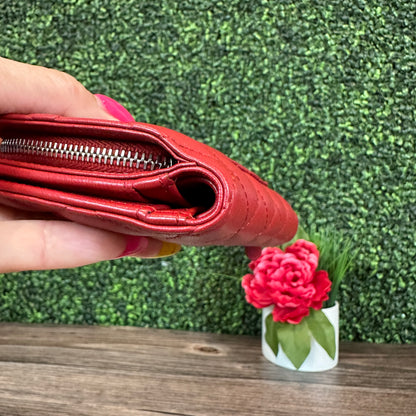 Chanel Red Quilted Leather CC French Wallet