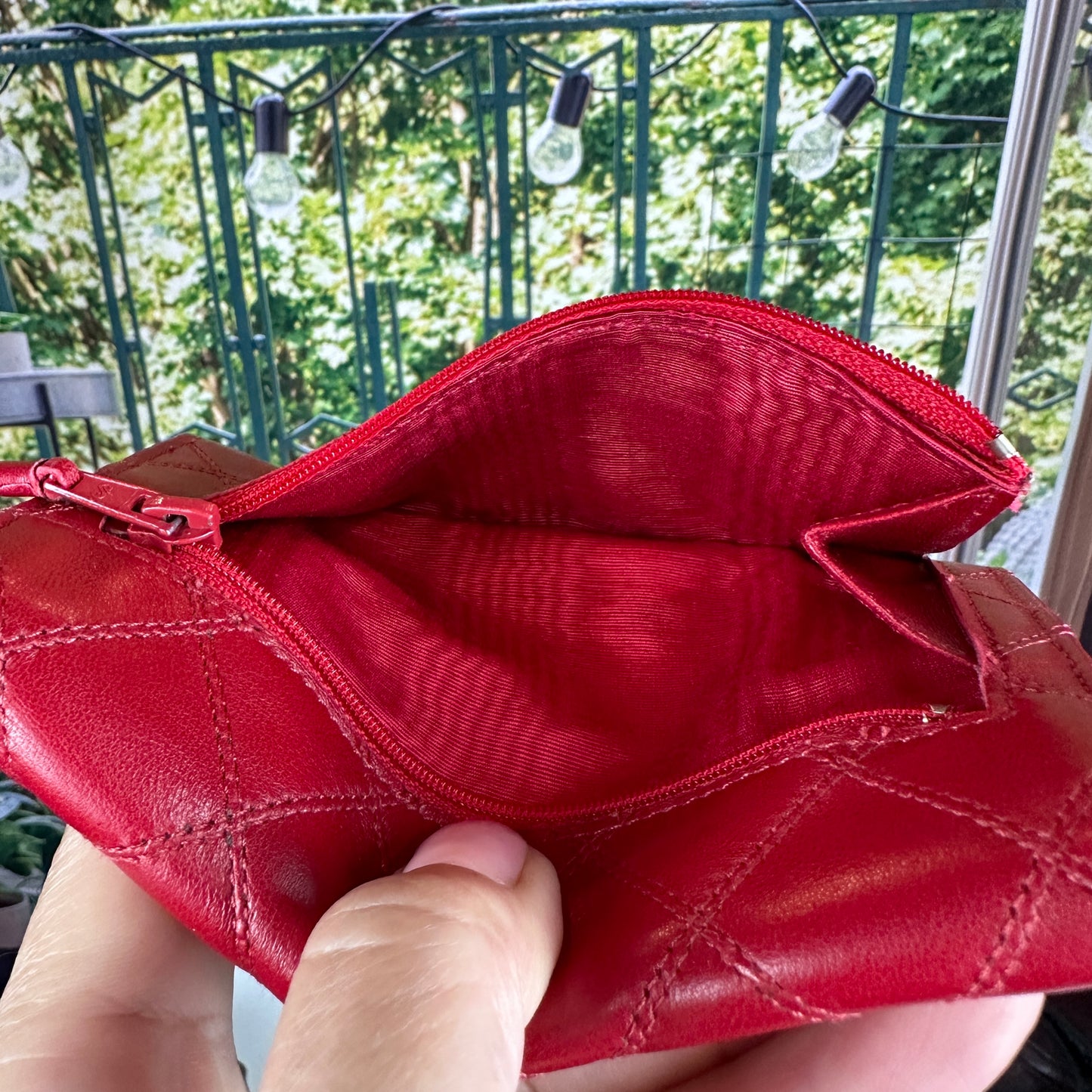Chanel Red CC Wild Stitch Leather Card Holder