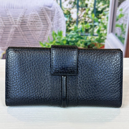 Gucci Junco Black Leather Folio Long Wallet