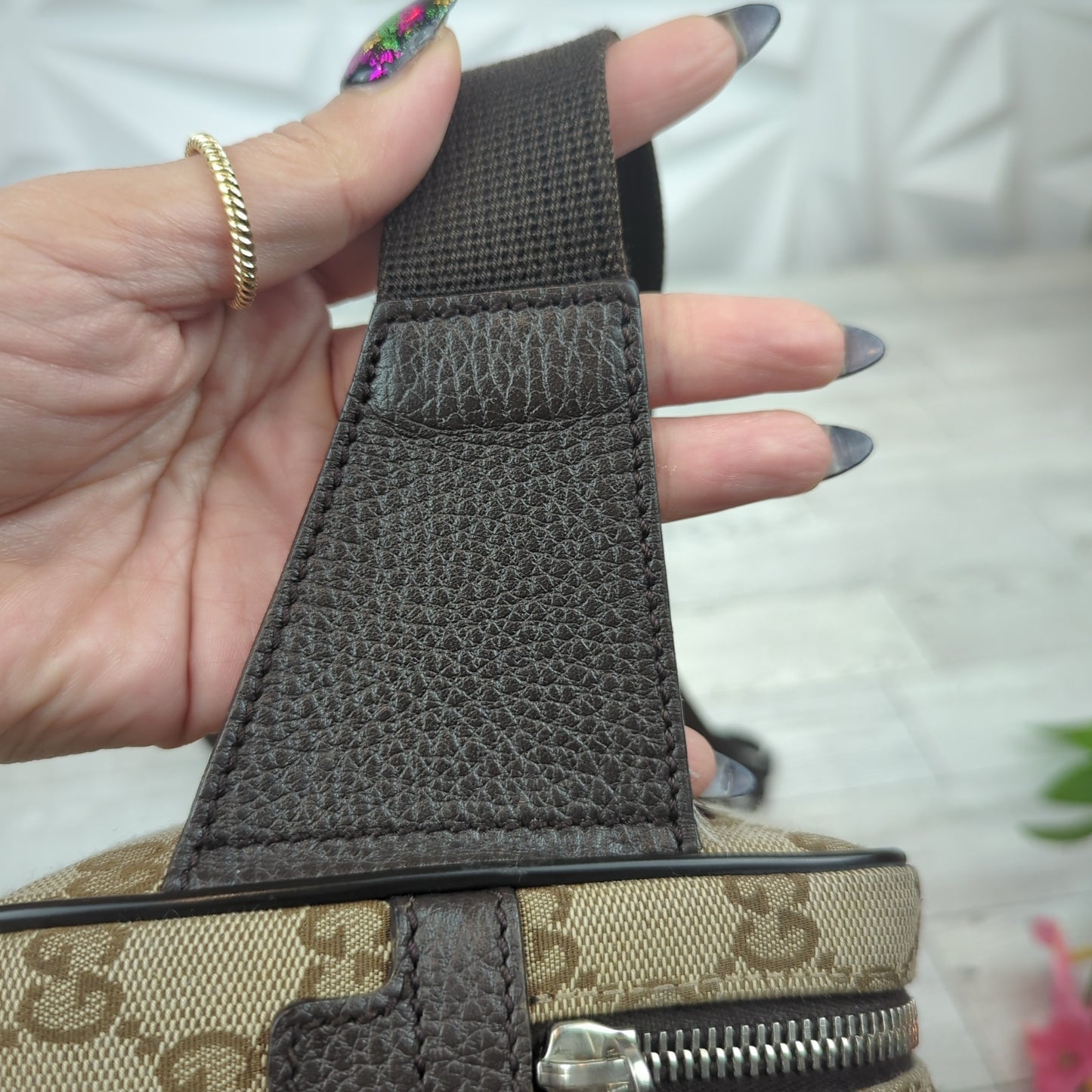 Gucci Original Monogram Belt Bag Dark Brown