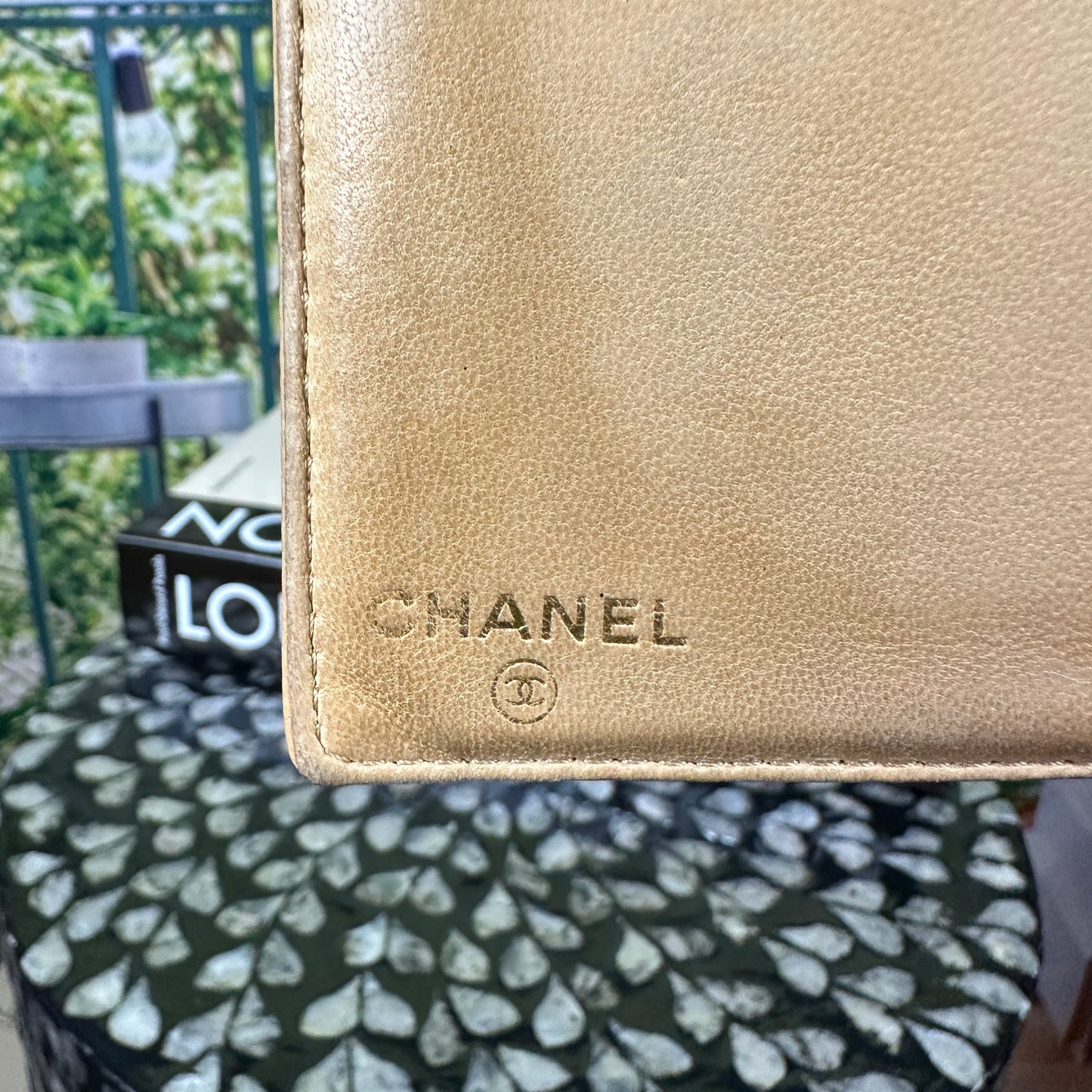 Chanel Tan Caviar Leather CC Compact Bifold Wallet