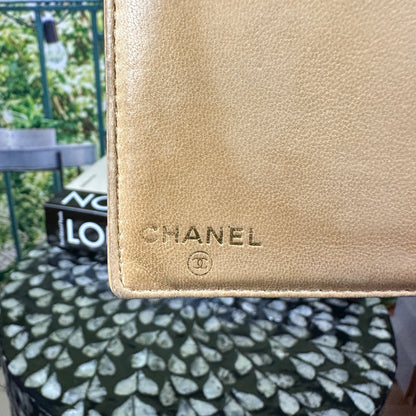 Chanel Tan Caviar Leather CC Compact Bifold Wallet