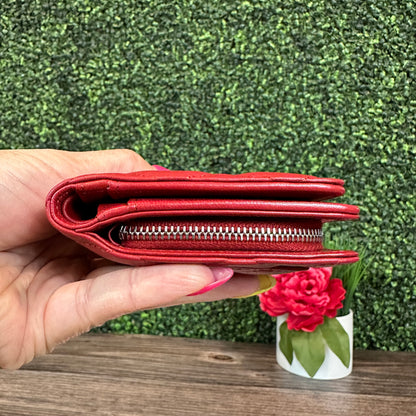 Chanel Red Quilted Leather CC French Wallet