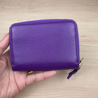 Gucci Purple Pebbled Leather Soho Zippy Compact Wallet