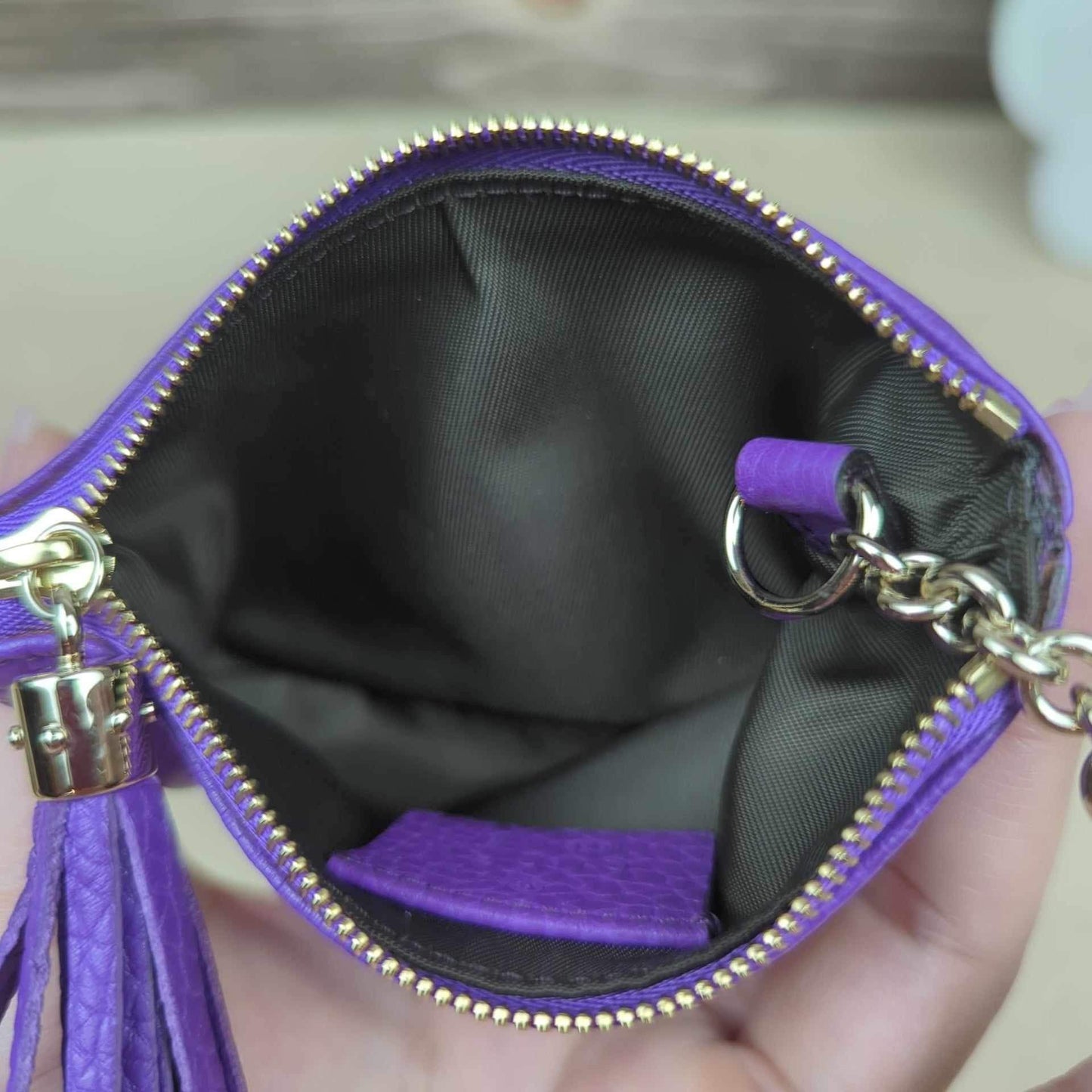 Gucci Purple Pebbled Calfskin Soho Key Case