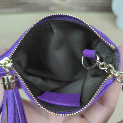 Gucci Purple Pebbled Calfskin Soho Key Case