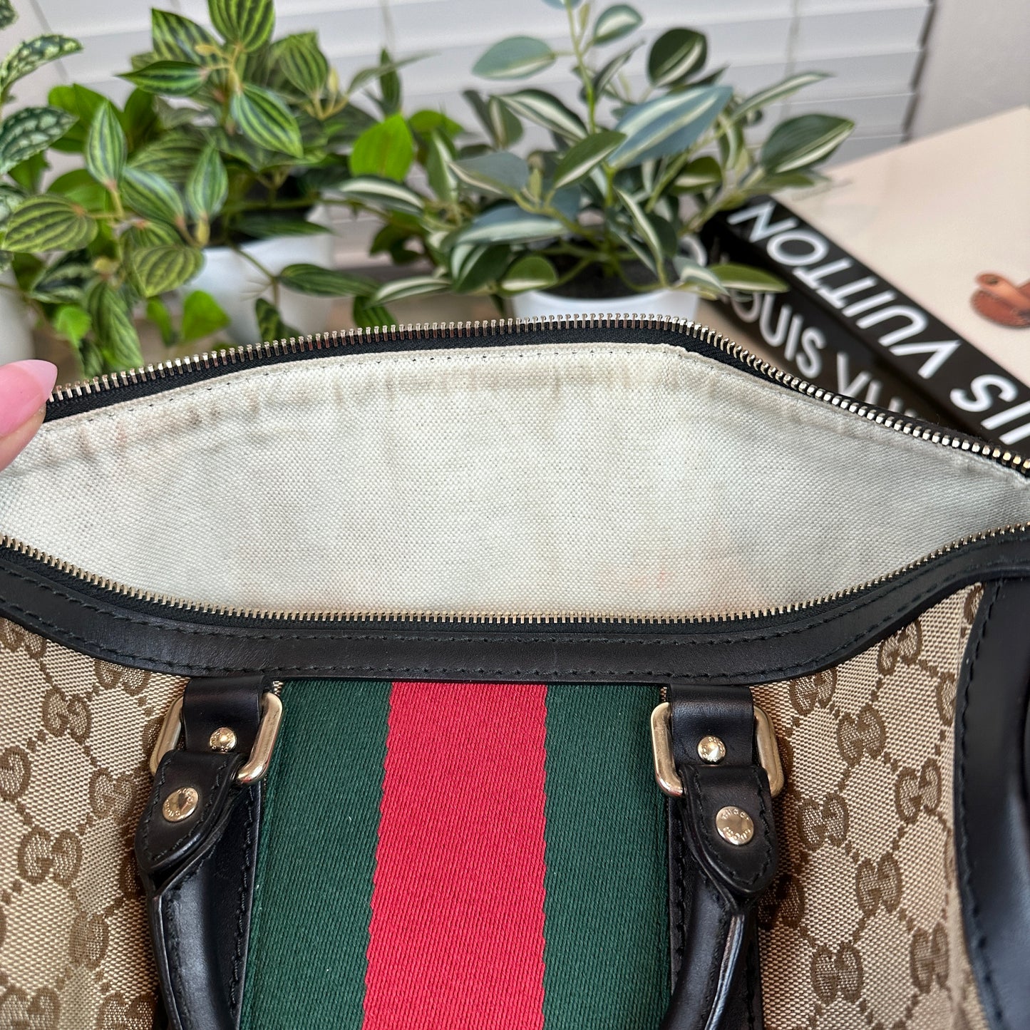 Gucci Original Boston Web  Black Leather