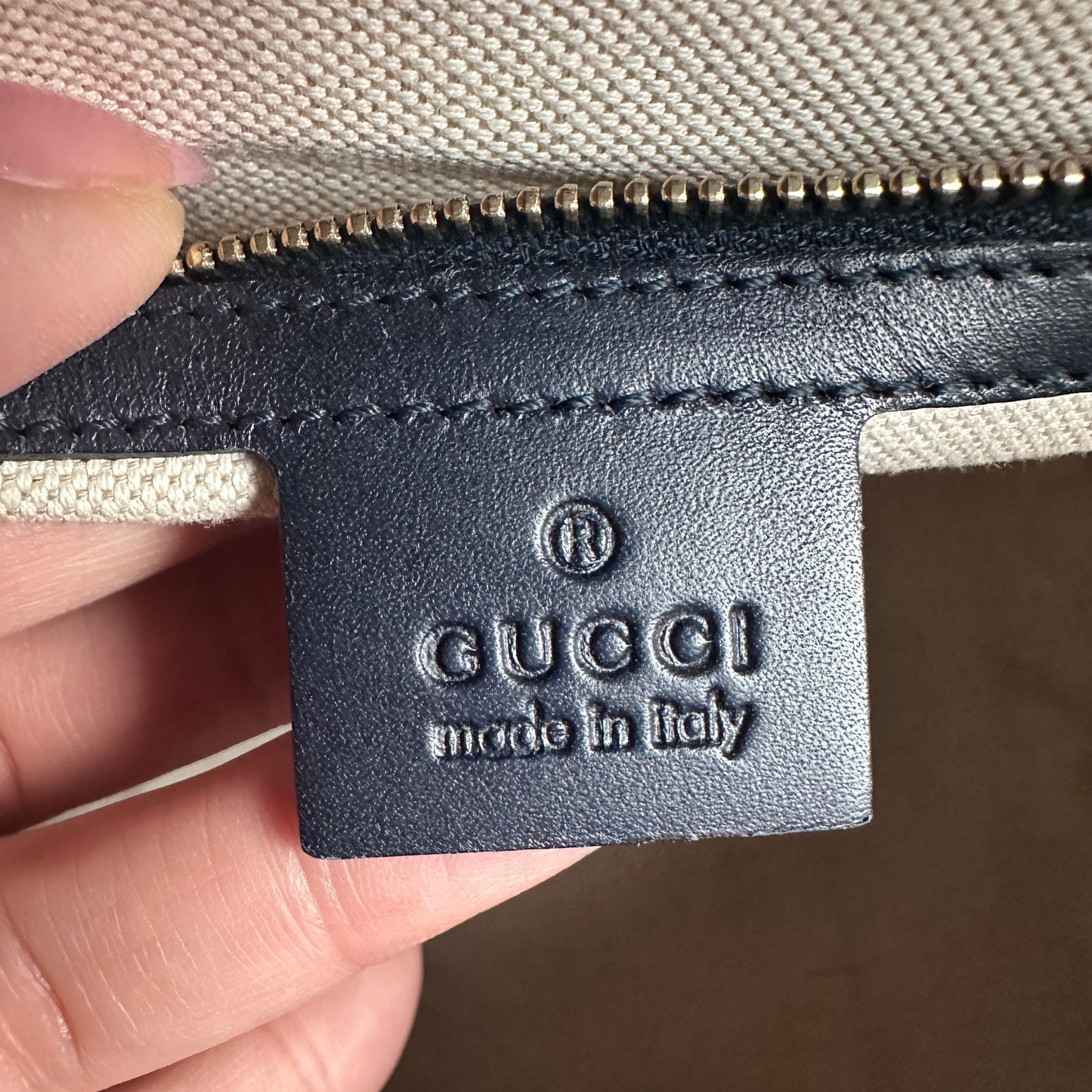 Gucci Original GG Canvas Medium Boston Bag Navy Blue