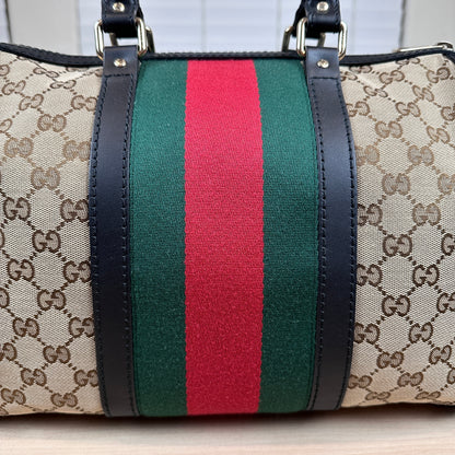 Gucci Original Boston Web  Black Leather