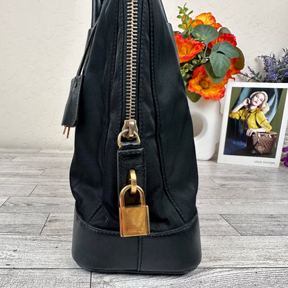 Prada Tessuto Nylon Calfskin Tote Black