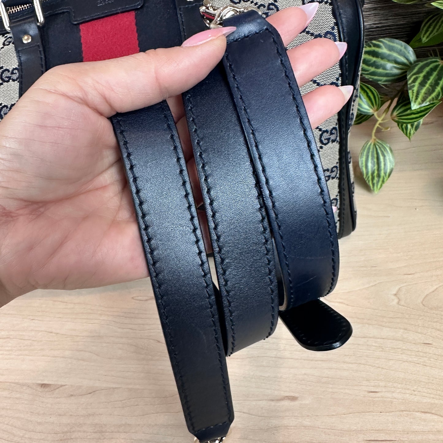 Gucci Original GG Canvas Medium Boston Bag Navy Blue
