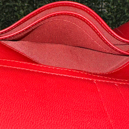 Chanel Red Quilted Leather CC French Wallet