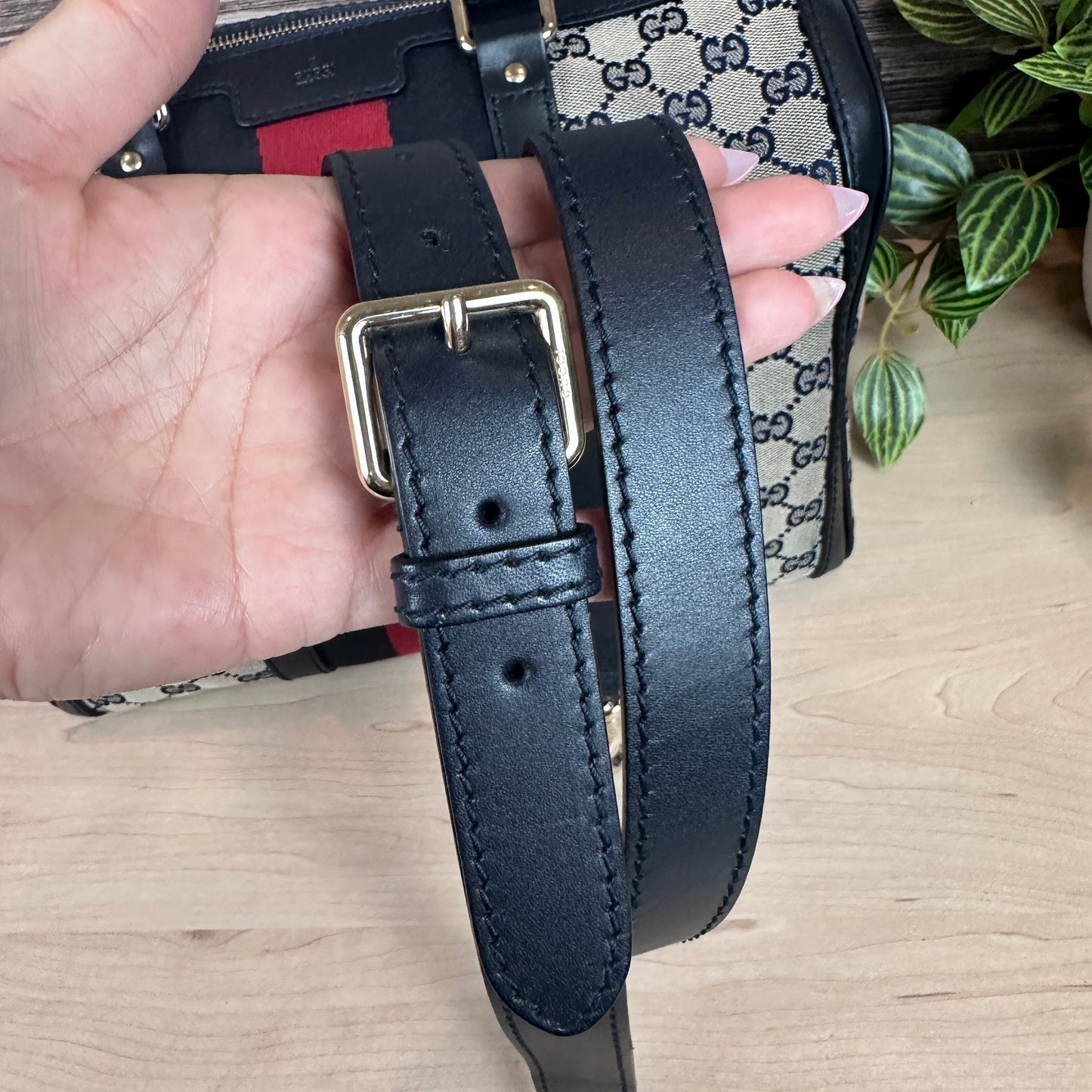 Gucci Original GG Canvas Medium Boston Bag Navy Blue