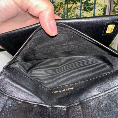 Chanel Black Caviar Leather Vintage Timeless CC French Wallet
