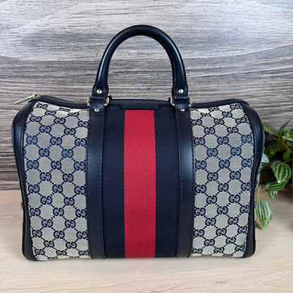 Gucci Original GG Canvas Medium Boston Bag Navy Blue