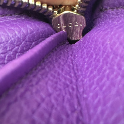 Gucci Purple Pebbled Leather Soho Zippy Compact Wallet