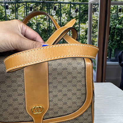 Gucci Micro GG Brown Coated Canvas Flap Crossbody Bag