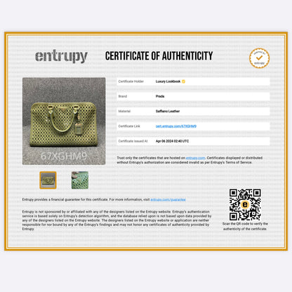 Prada Pistachio Green Saffiano Peforated Handbag