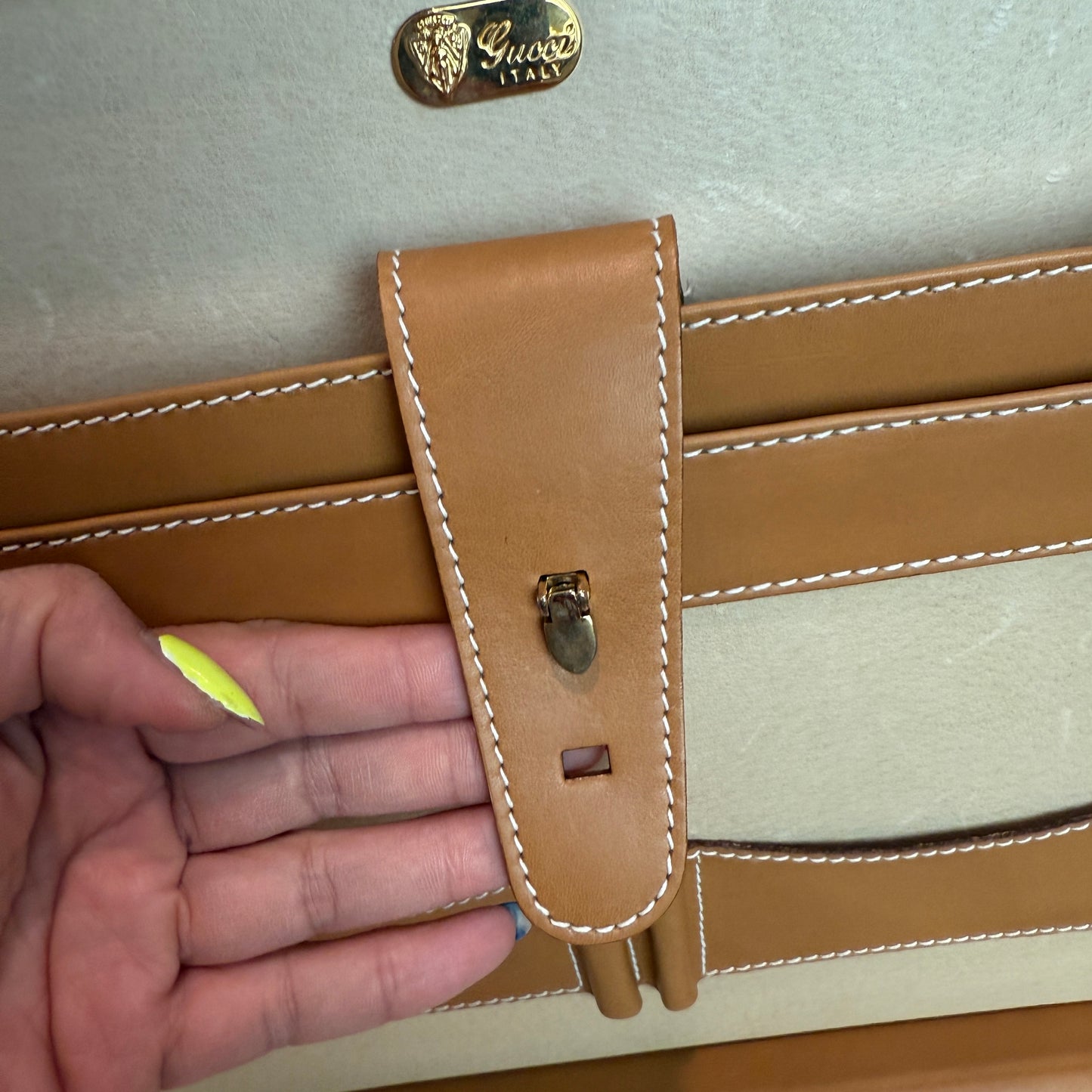 Beige/Brown Micro GG Hard Briefcase