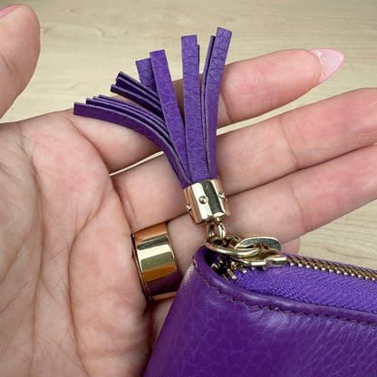 Gucci Purple Pebbled Leather Soho Zippy Compact Wallet