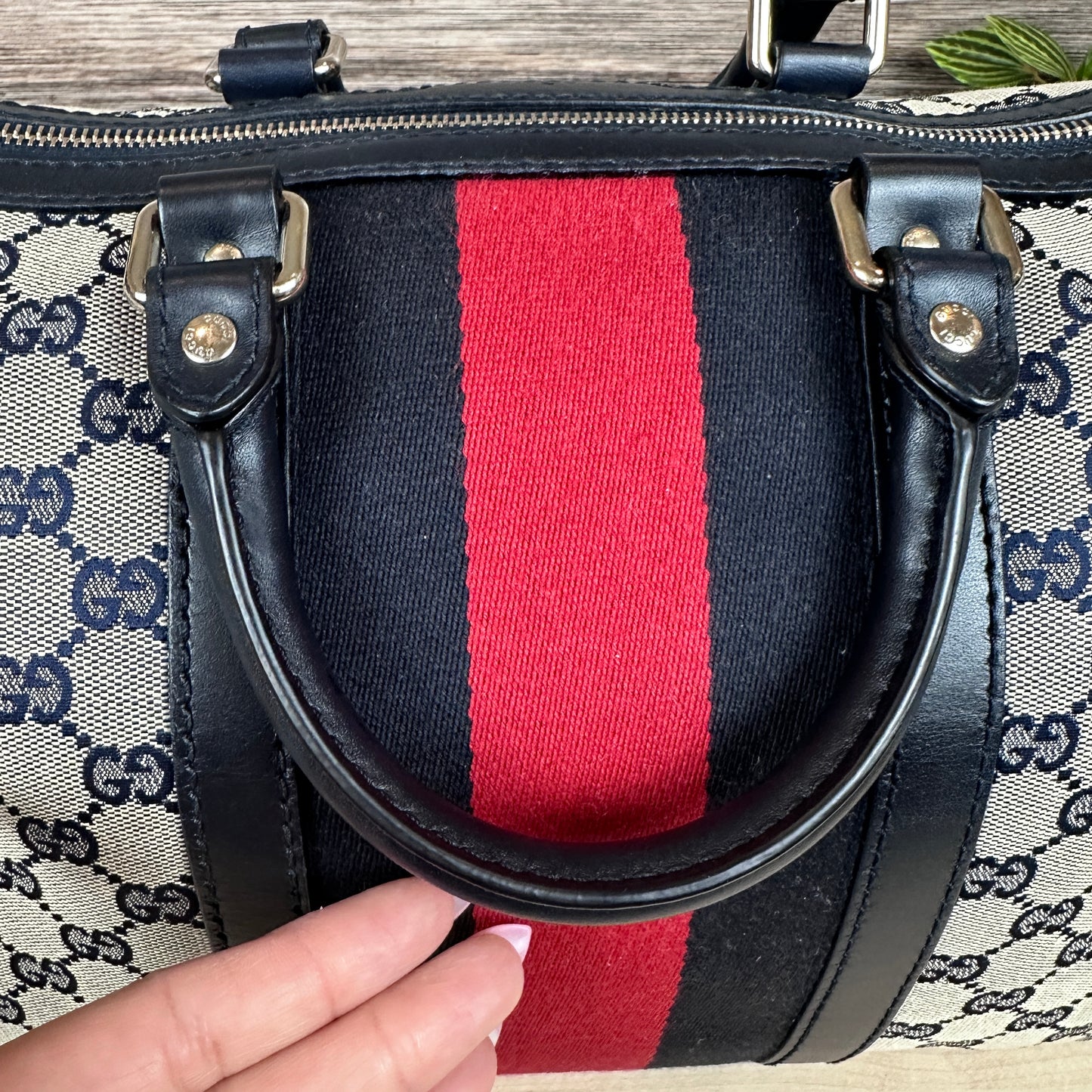 Gucci Original GG Canvas Medium Boston Bag Navy Blue