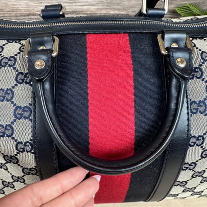 Gucci Original GG Canvas Medium Boston Bag Navy Blue