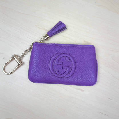 Gucci Purple Pebbled Calfskin Soho Key Case