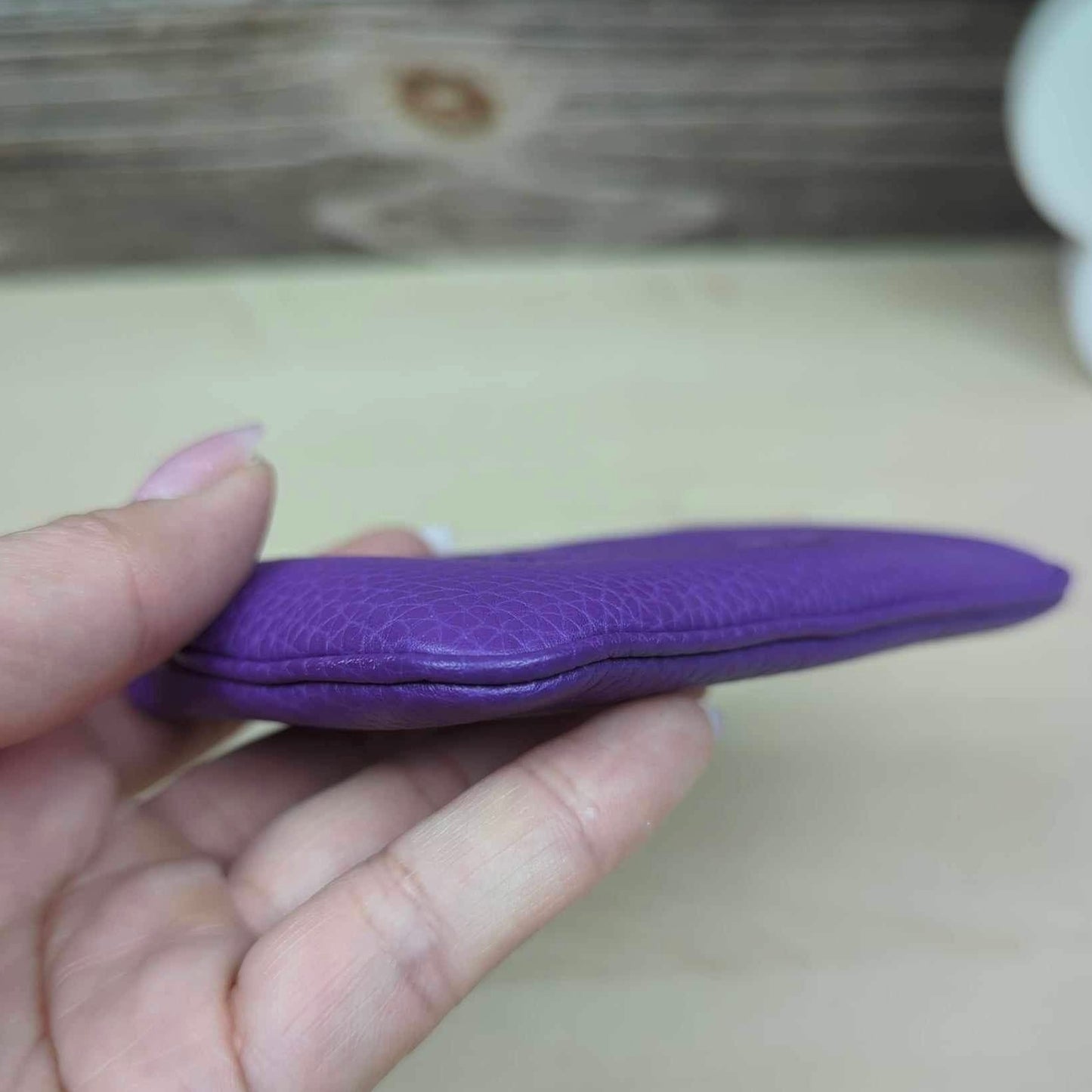 Gucci Purple Pebbled Calfskin Soho Key Case