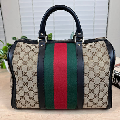 Gucci Original Boston Web  Black Leather
