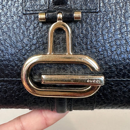 Gucci Junco Black Leather Folio Long Wallet