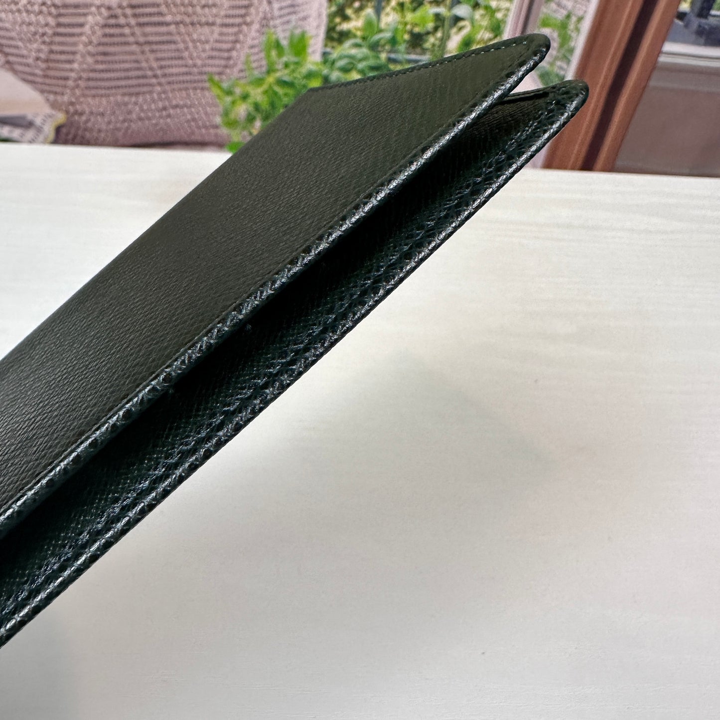 Louis Vuitton Dark Green Taiga Checkbook Wallet