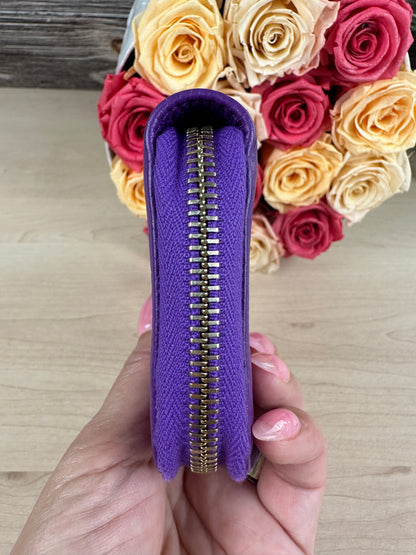 Gucci Purple Pebbled Leather Soho Zippy Compact Wallet
