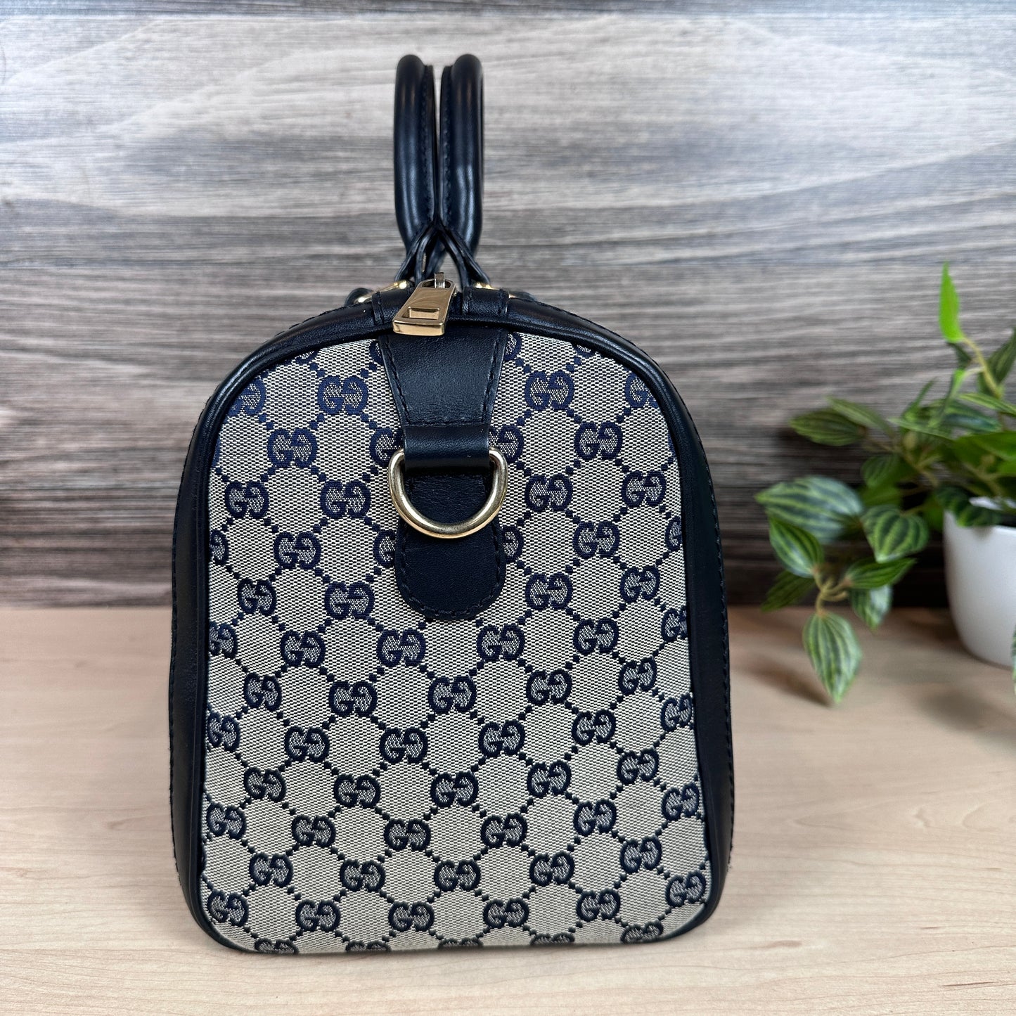 Gucci Original GG Canvas Medium Boston Bag Navy Blue