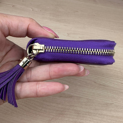 Gucci Purple Pebbled Leather Soho Zippy Compact Wallet