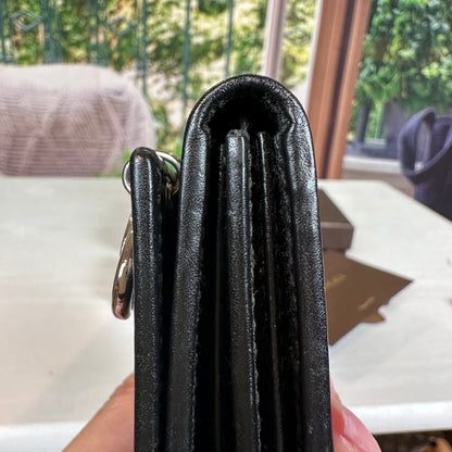 Gucci Black GG Imprime Coated Canvas Wallet on Chain