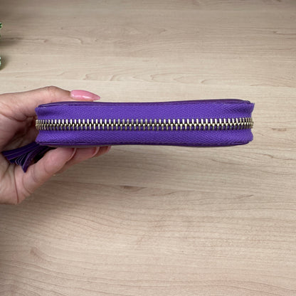 Gucci Purple Pebbled Leather Soho Zippy Compact Wallet